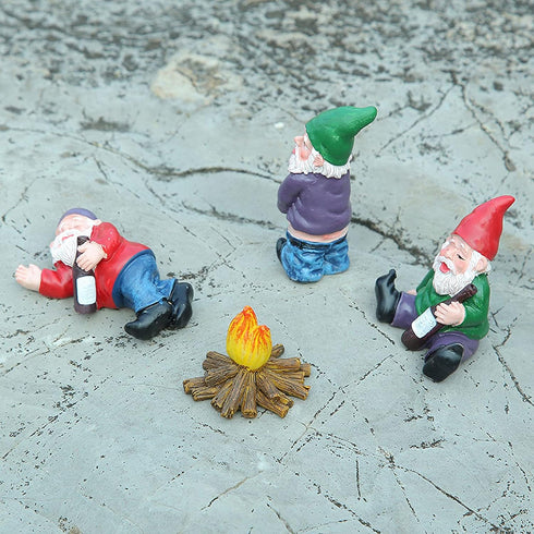 4Pcs Miniature Garden Gnome Set, Wizard Gnome 3D Dwarves Fairy Garden Gnome Statue Kit, Mini Outdoor Sculpture Garden Figurine Decoration for Lawn...