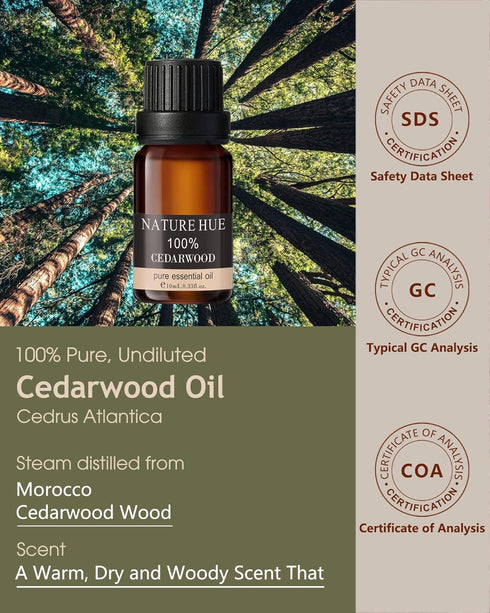Cedarwood Essential Oil - 10 mL (1/3 oz) - Pure, Natural, Therapeutic Grade - for Diffuser, Massage, Stress Relief, Skin & Hair Care - Woody and E...