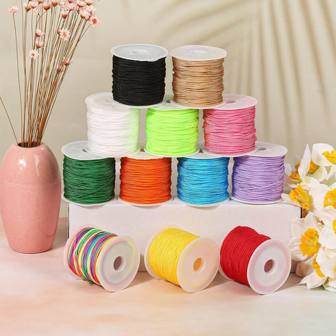 Selizo 12 Rolls Nylon String for Bracelets, Chinese Knotting Nylon Cord for Jewelry Making, Nylon Beading Thread for Kumihimo, Braided Bracelets, ...