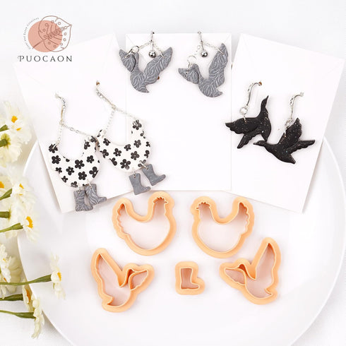 Puocaon Farm Polymer Clay Cutters - 8 Pcs Chicken Clay Cutters for Polymer Clay Jewelry, Goose Polymer Clay Cutters for Jewelry Making, Special Ch...