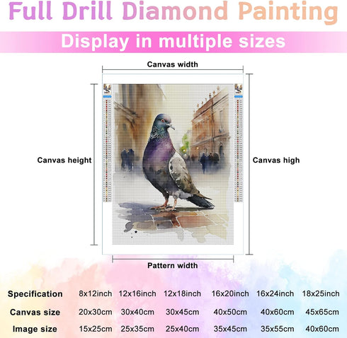 5D DIY Diamond Painting,Paint by Diamonds for Adults,?Pigeon Diamond Painting Paint with Diamonds Round for Gift,Gem Art Craft Home Wall Decor 12x...