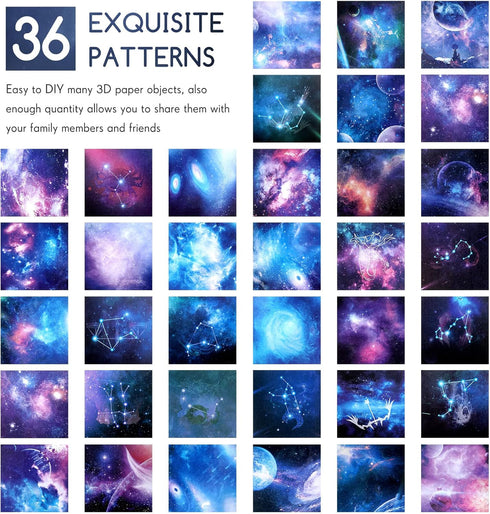 150 Sheets Double Sided Origami Paper Kit 6 x 6 Inch Beautiful Sky Scrapbook Paper Galaxy Outer Space Star Pattern Paper Easy Folding for Arts Cra...