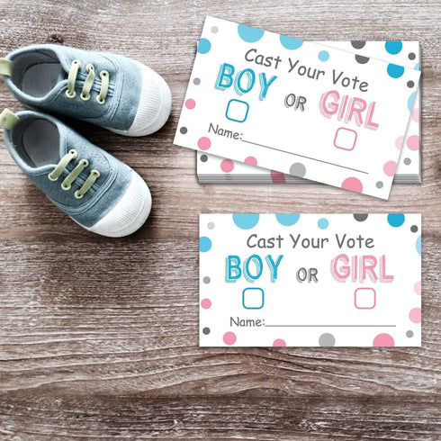 Gender Reveal Party Voting Cards, Baby Shower Game, 50 Cards, Pink and Blue, 3.5 x 2 Inches...