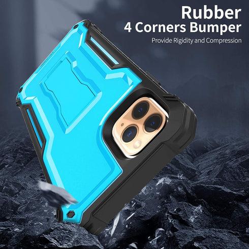 ExoGuard for iPhone 11 Pro Max Case, Rubber Shockproof Full-Body Cover Case Built-in Screen Protector with Kickstand for iPhone 11 Pro Max (Blue)...