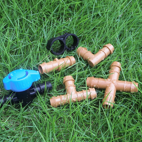 37 Pieces Drip Irrigation Fittings Kit for 1/2 Inch Tubing, Drip Irrigation Parts for Drip Sprinkler System - 12 Couplings, 9 Tees, 6 Elbows, 6 Pl...