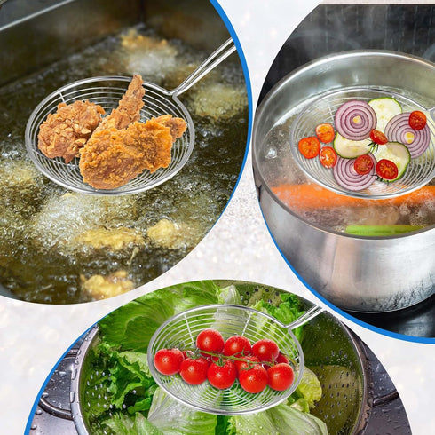 Steel Spider Strainer Skimmer Ladle, Kitchen Gadgets Wire Strainer Pasta Strainer Spoon Strainer Spider Skimmers for Kitchen Cooking and Frying (1...