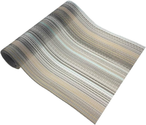 Aothpher Multi Color Country Rustic Farmhouse Stripe Table Runner, Square Heat Resistent PVC Woven Polyethylene Non-Slip for Kitchen, Weddings, Pa...