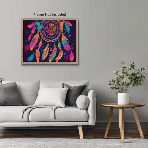Posterizer 1 pcs- psychedelic funky hippie colorful dreamcatcher 1-Fantasy & Fiction Art-Retro Art- Living Room Bedroom Decor- unframed wall art...