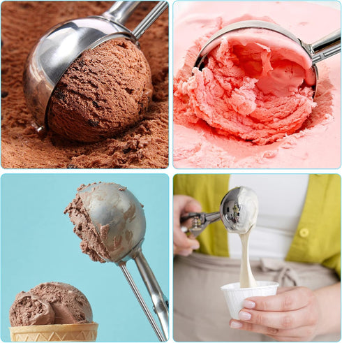 Cookie Scoop Set, Ice Cream Scoop Set with Multiple Size Trigger Small, Medium and Large Stainless Steel Cookie Scoops Set of 3 for Baking, Stainl...