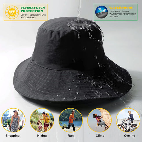 Waterproof Bucket Rain Hat for Men Women Wide Brim Sun Protection Packable Boonie Hat Outdoor Beach Safari Fishing Hat...