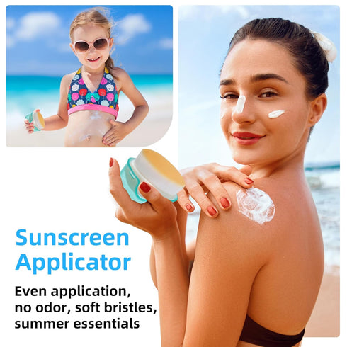 2 Pack Sunscreen Applicator for Kids, TemBelle Suntan Lotion Applicator Cream Brush Set with Protective Caps, Sunblock Applicator for Kids Baby To...