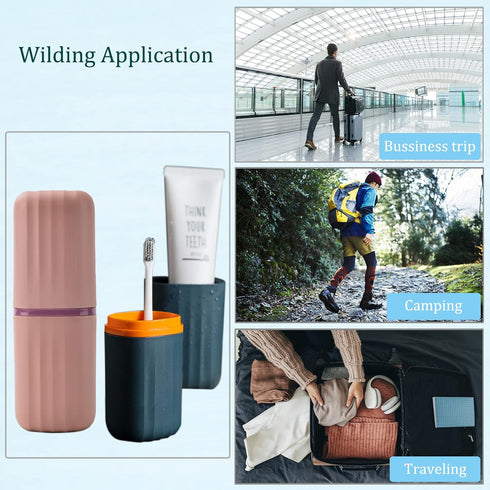 2Pcs Travel Toothbrush Cup Case, Portable Toothbrush Holder Case for Traveling, Camping, Business Trip and School, Plastic Toothbrushes Toothpaste...