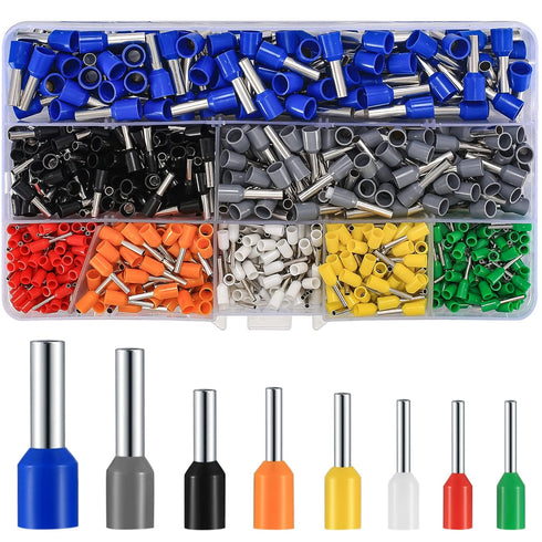800 Pcs Wire Ferrule Connectors Kit, AWG 22-10 Wire Ferrules Terminals Connectors Kit, Copper Nylon Insulated Cord Pin Ends Crimp Ferrules Connect...