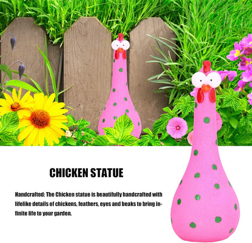 Chicken Statue, Big Eye Chicken Long Neck, Microlandschaft Hand Crafted Animal Garden Statues for Garden Yard Art Decoration()...