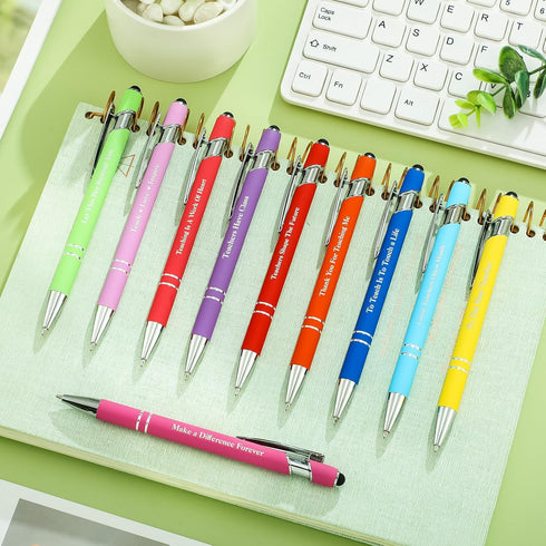 Greeting Theme Ballpoint Pen Teacher Appreciation Pen Inspirational Ballpoint Pens Screen Touch Metal and Stylus Pen for Teacher Writing Stationer...