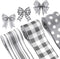 Grey Wired Edge Ribbon Plaid Ribbon 3 Rolls 2.5 Inch Farmhouse Ribbon Buffalo Check Gray Ribbon Polka Dot Striped Ribbon Buffalo Plaid Ribbon Wire...