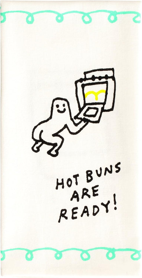 Blue Q Dish Towel, Hot Buns are Ready (Featuring Cartoon tushy, Bum, Fanny). 100% Cotton, Funny and Functional, Screen-Printed in Rich Vibrant Col...