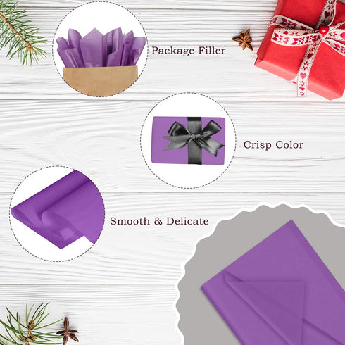 GITMIWS 120 Sheets Purple Tissue Paper for Gift Bags, 20''x14'' Holiday Gift Tissue Paper Bulk for Packaging, Gift Wrapping Tissue Paper for Craft...