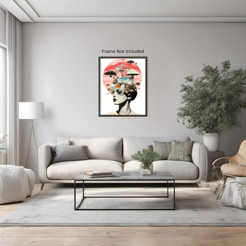 Posterizer 1 pcs-funky surreal collage with a vintage chic woman-Retro Art-Abstract & Modern Art-Gift for Art Lovers- UNFRAMED Wall Art...