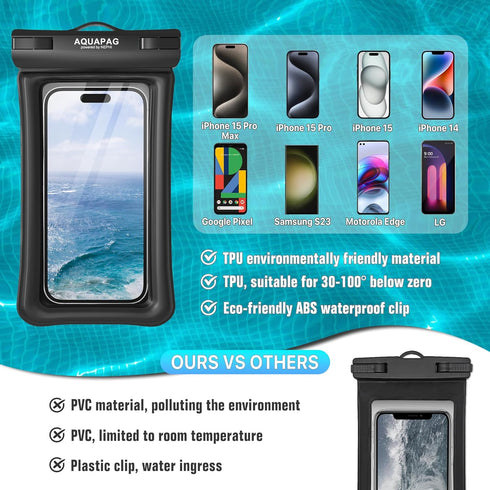IPX8 Waterproof Phone Pouch 2 Pack-Up ?Adjustable Neck Lanyard Floating Waterproof Phone Case for iPhone 15,15 Pro,15 Pro Max,Samsung Galaxy,etc....