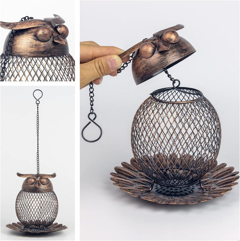Outdoor Garden Wild Bird Feeder Hanging Bird Feeders, Heavy Duty Copper Metal Mesh Wild Finch Bird Feeder for Outside with Hook for Garden Yard De...