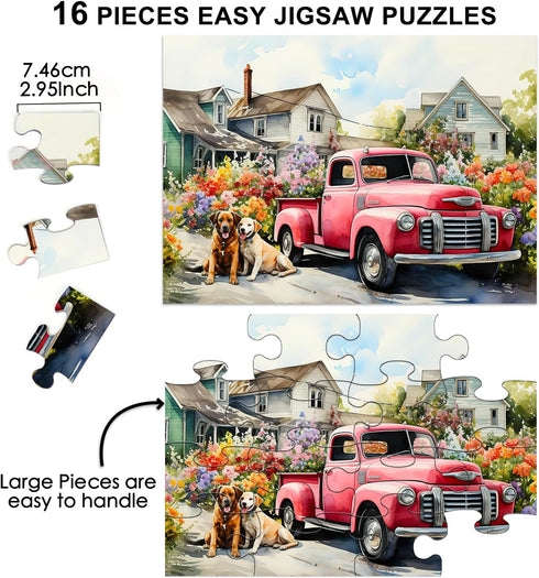 4 Pack (2 x 16 & 2 x 35)Large Piece Puzzles for Seniors, 4 Style Dementia Puzzles for Elderly, Jigsaw Puzzles Gift for Dementia Alzheimer's Produc...