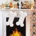 Malier Pet Dog Christmas Stocking, Xmas Luxury Faux Fur Large Bone Shape Hanging with Silver Snowflakes Sequin Decorations Pets Christmas Stocking...