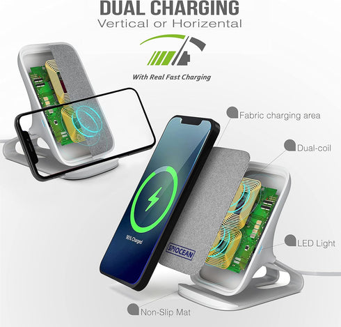 Fast Wireless Charger, Qi-Certified 10W Max Wireless Charging Stand Compatible with iPhone 15/14/13/12/11 Max/Pro/Mini/SE 2022, Samsung Galaxy S22...