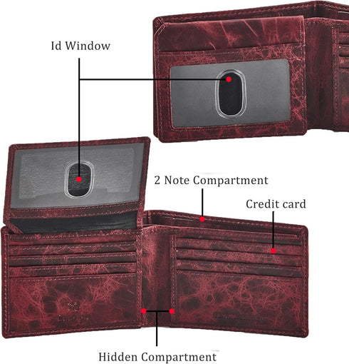 Cochoa Wallet for Men's RFID Blocking Real Leather Bifold Stylish 2 ID Window in Gift Box...