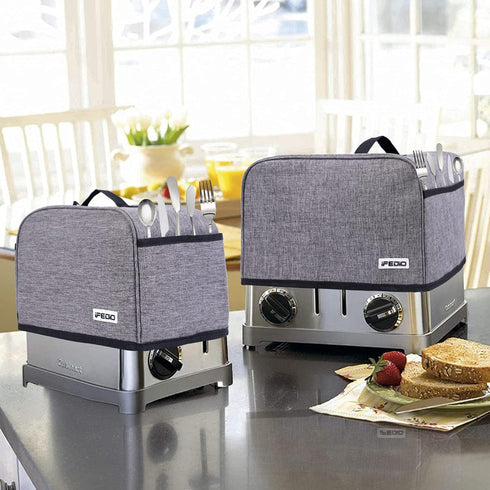 iFedio 4 Slice Toaster Cover with Pockets & Top Handle,Small Appliance Toaster Dust Cover, Machine Washable(Black)...