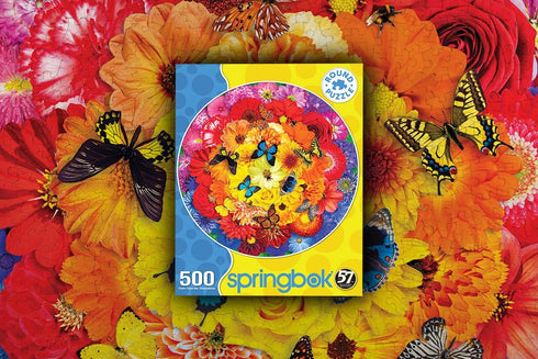 Springbok 500 Piece Round Jigsaw Puzzle Colorful Bloom - Made in USA...