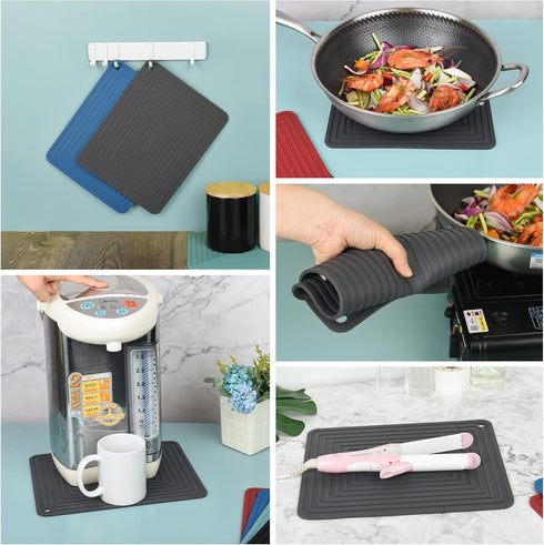 Trivets for Hot Dishes, Silicone Trivet Hot Pads for Kitchen, Trivets for Hot Pots and Pans, Big Silicone Pot Holders Mat, Trivets for Quartz Coun...