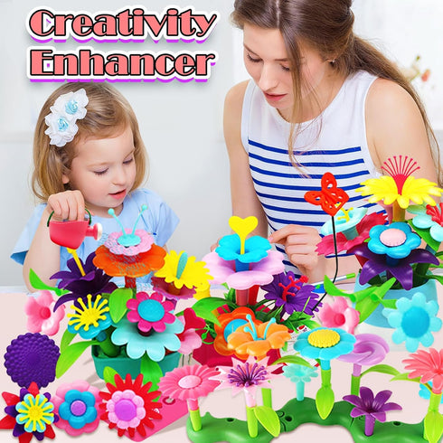 FUNZBO Flower Garden Building Toys for Girls - Toddler Toys for 3, 4, 5, 6, 7 Year Old Girls Gifts, Stacking Toys for Toddlers, Toddler Out Door T...