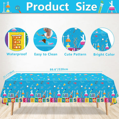 4 PCS Science Party Tablecloth Decorations Mad Scientist Theme Birthday Party Supplies Science Party Tablecloth Rectangular ?51 x 86in Laboratory ...