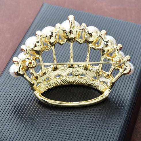 Princess Queen Crown Brass Micro Pave Cubic Zirconia Brooch Pin Jewelry for Women Bridal Wedding Gifts...