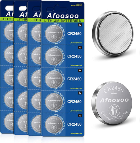CR2450 3V Lithium Coin Battery – 20 Pack CR2450 Battery for Xfinity Alarm Car Remote Ford Key Fob Battery CR2450 MYQ Garage Door Opener Sensor Vot...