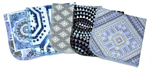 1 Ply Moroccan Tile Flannel Washable Lunchbox Napkins 12x12 inches 5 Pack- Proudly Made in the USA!...
