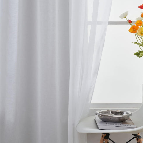 Home Brilliant White Sheer Curtains 63 inch Length Rod Pocket Drape for Dinning Room Window Treatment Panels for Living Room, 54" Width x 63" Leng...