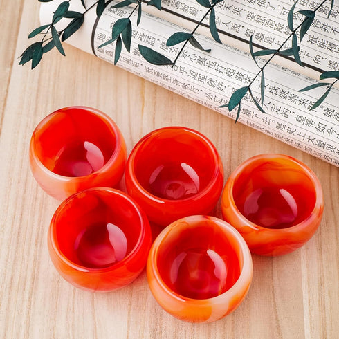 Runyangshi 1PCS Red Agate Bowl 2.59 inches Crystal Agate Healing Crystal Hand Carved Tumbling Polishing Agate Bowl Reiki Meditation Home Decor Gif...