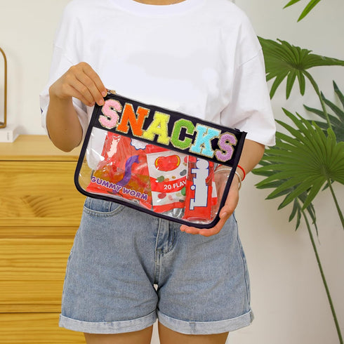 DYSHAYEN Chenille Letter Clear Zipper Pouch for Travel,Nylon Clear Cosmetic Bag,Makeup Travel Bag for Women Girls...