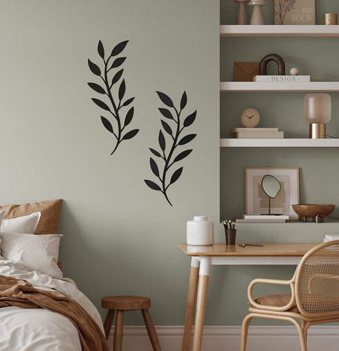 Vivegate Scroll Olive Branch Leaf Metal Wall Decor - 16"X16" 2 Black Wrought Iron Scroll Vine Art Metal Wall Farmhouse Signs For Hanging Above Doo...