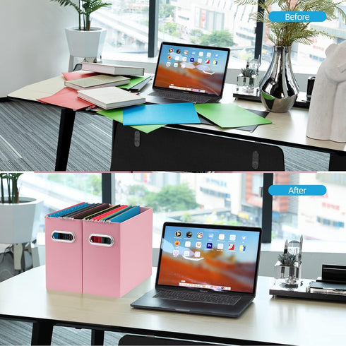 Oterri File Organizer, Small Storage Box, Cardboard File Folder Organizer, Collapsible File Box, Hanging File Organizer for Letter Size, Portable ...