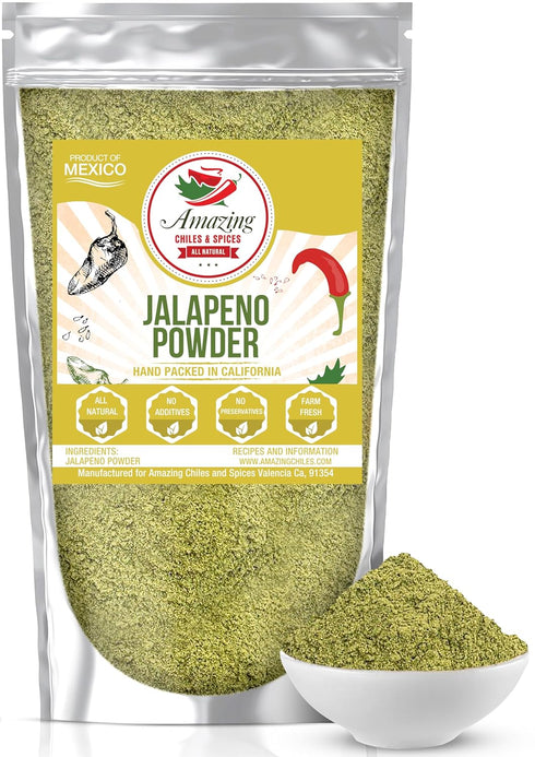 Jalapeno Powder Seasoning 4oz – Natural and Premium. Great For Chili, Salsa, Spice Blends, Stews, Tacos, Corn Bread. Medium to High Heat - fruity,...