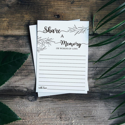 Share a Memory Card, Memorial Cards for Celebration of Life, Funeral Guest Book, Advice for The Bride, Wedding Favors, Graduation, Retirement, Goi...