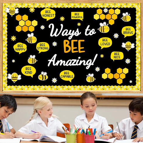 Ways to Bee Amazing Classroom Bulletin Board Decoration Inspirational Quotes Summer Bee Daisy Cutouts Bulletin Board Set for School Teacher Chalkb...