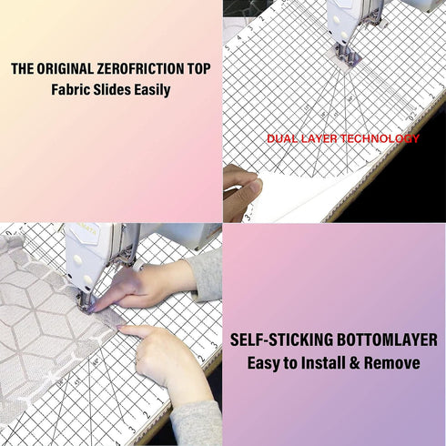 Jonnick Quilting Slider Mat with Tacky Back - Sew Slip Mat for Quilting - Free Motion Quilting Accessories-Grid Marked Make Sewing Easier (White, ...