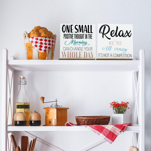 4 Pcs Inspirational Gifts Desk Decor Office Positive Motivational Quotes Employee Appreciation Gifts Wooden Plaque Sign with Stand Decoration for ...