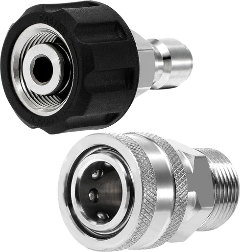 Tool Daily Pressure Washer Adapter Set, Quick Connect Kit, Metric M22 15mm to M22 Metric Fitting, Stainless Steel, 5000 PSI...