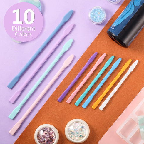 10 Pieces Silicone Stir Sticks Resin Mix Sticks Facial Make Up Stirring Rods for Mixing Resin Liquid Paint Epoxy DIY Crafts, 2 Sizes...