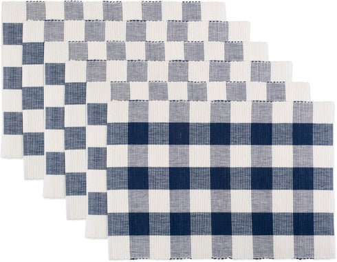 DII Buffalo Check Collection, Classic Farmhouse Placemat Set, 13x19, Navy & Cream, 6 Piece...